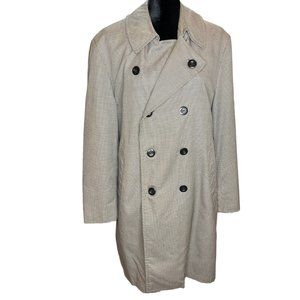 London Fog Maincoats Jacket Mens 40 Regular Houndstooth Trench Coat Cloth Lined